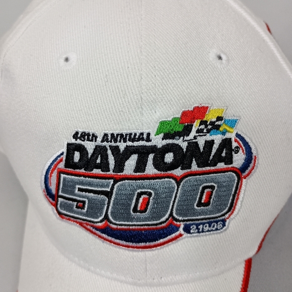 Jerry Leigh Dayton 500 48th Annual Snapback Cap Hat White Gray OS Jimmie Johnson - Picture 2 of 10